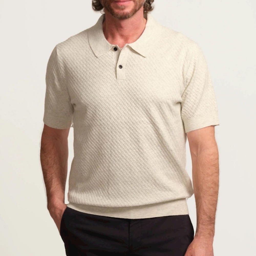 Men's TAHARI Cream Polo Shirt